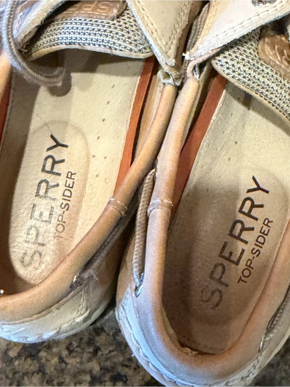 Sperry Light Tan cream  Boat Shoes size 8 leather breathable casual